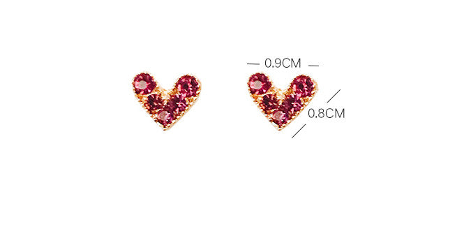 Mini Red Heart Stud Earrings for Girls Women Stud Jewelry Gift Accessories