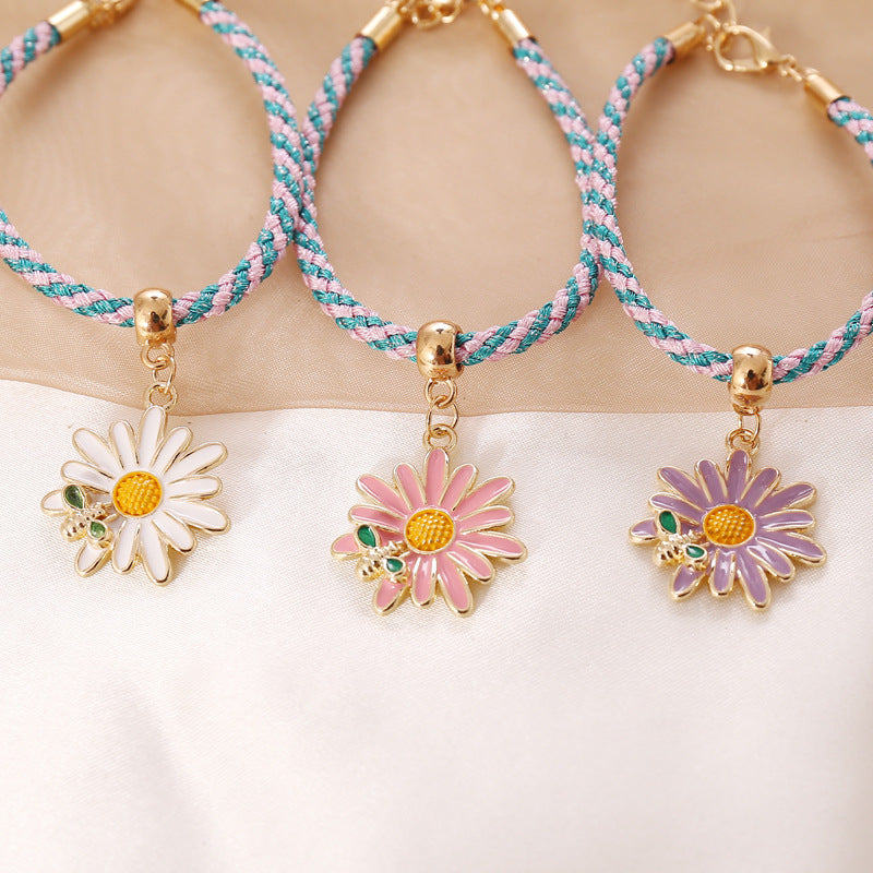 Small Daisy Bee Multicolor Twist Rope Bracelet Personality Creativity