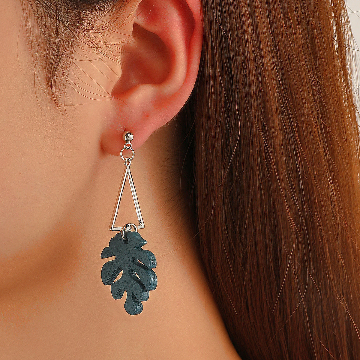 Tropical Leaf Triangle Drop Earrings Cute Dangle Earrings Women Jewelry Gift for Her