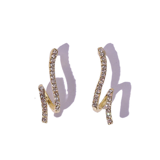 Rhinestone Ribbon Stud Earrings Dangle Women Fashion Jewelry Jewellery