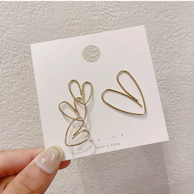 Mismatched Large Heart Stud Earrings Women Jewelry Mom Gift Everyday Wear