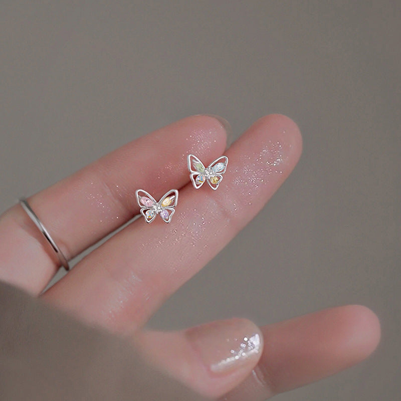 Cute Colorful Crystals Stud Earrings Women Fashionable Luxurious Earrings