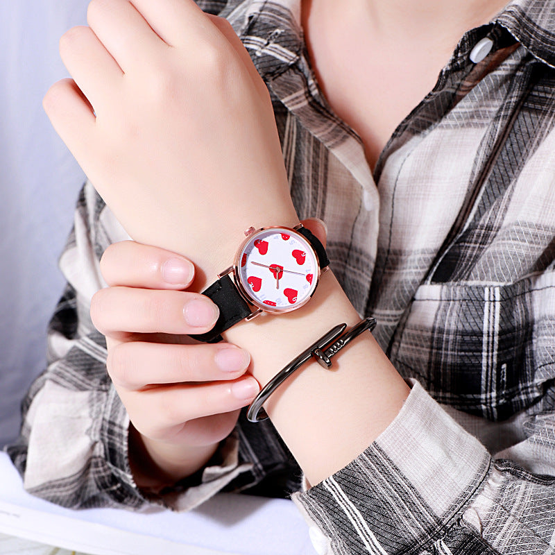 PU leather alloy bracelet watch