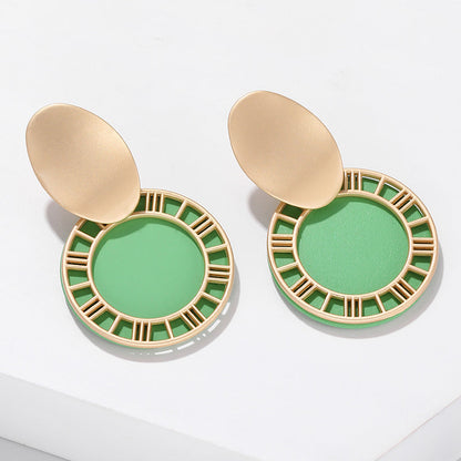 Green Round Drop Dangle Earrings Women Jewelry Gift for Her Accessories