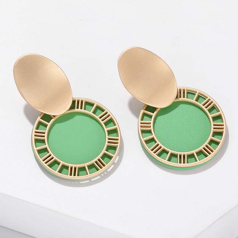 Green Round Drop Dangle Earrings Women Jewelry Gift for Her Accessories