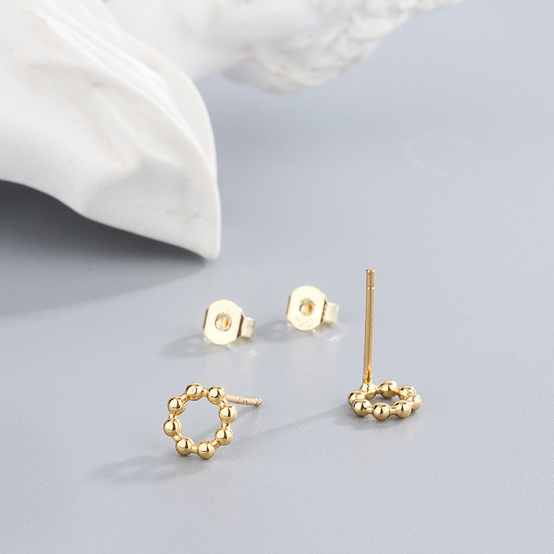 Metallic Bead Style Round Stud Earrings Women Fashionable Luxurious Earrings