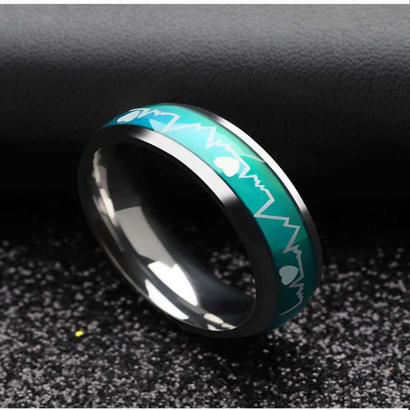 Thermochromic Couple Fashion ECG Ring