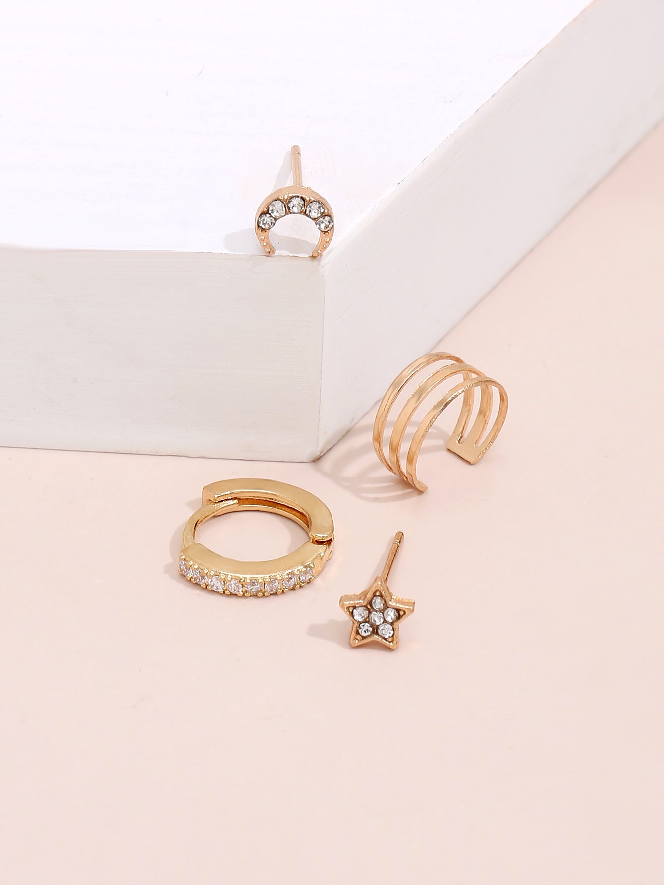 4pcs Set Moon Star Ear Cuff Stud Earrings Fashion Women Female Earrings Piercing