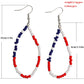 Red Blue White Beaded Dangling Drop Earring Women Girls Gifts Jewelry Accessories