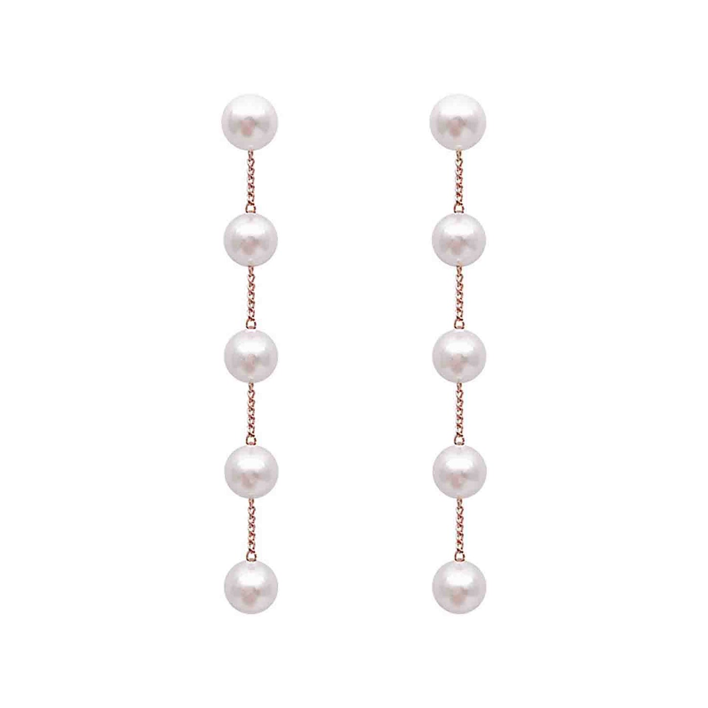 Women Long Earrings Fairy Simulated Pearl Drop Earring White Round Wedding Jewelry