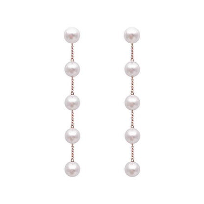 Women Long Earrings Fairy Simulated Pearl Drop Earring White Round Wedding Jewelry