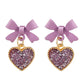 Purple Heart Bow Jewelry Fashion Dangle Earrings for Girls Party Birthday Gift