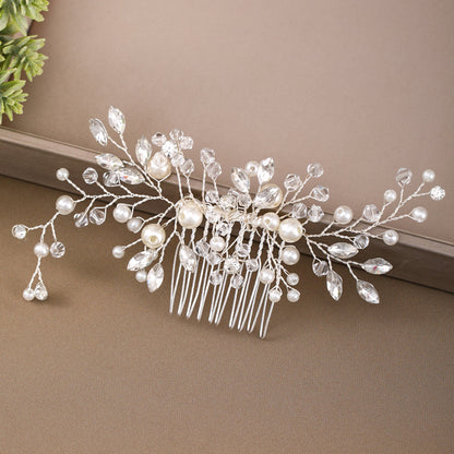 Simple Insert Comb Jewelry Crystal Pearl Handmade Headdress