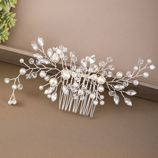 Simple Insert Comb Jewelry Crystal Pearl Handmade Headdress