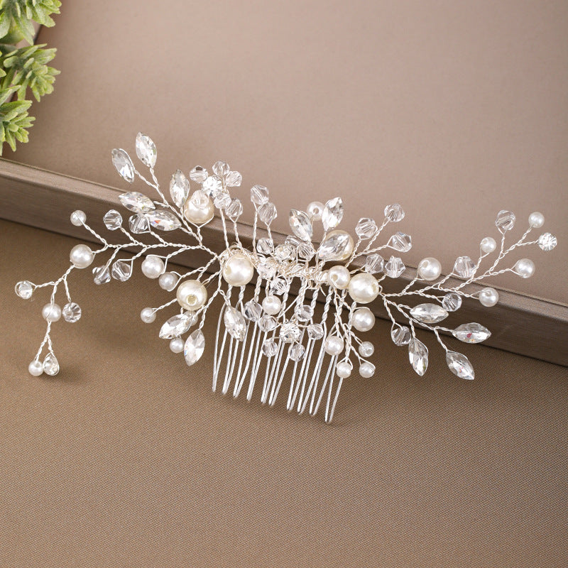 Simple Insert Comb Jewelry Crystal Pearl Handmade Headdress