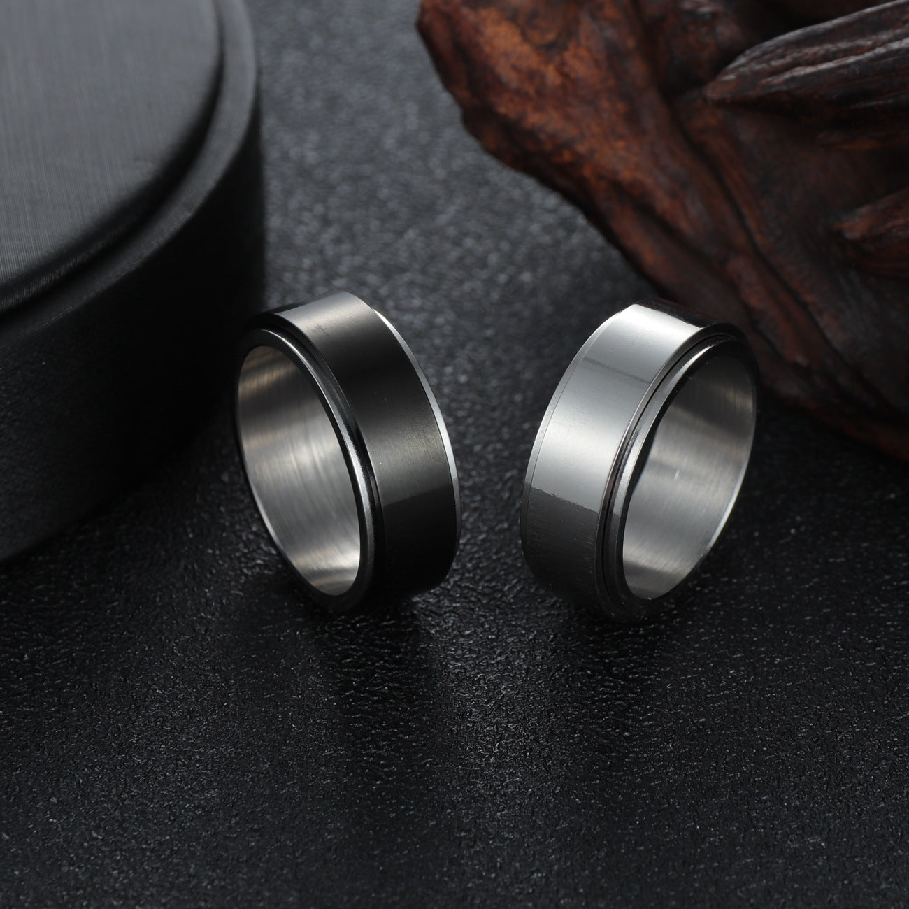 Width Titanium Steel Rotating Men's Ring