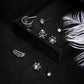 9pc Set Skull Flowers Feather Stud Earrings Female Girl Fashion Earrings