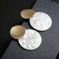 Golden White Round Dangle Fashion Drop Earrings Women Girls Ear Studs Jewelry