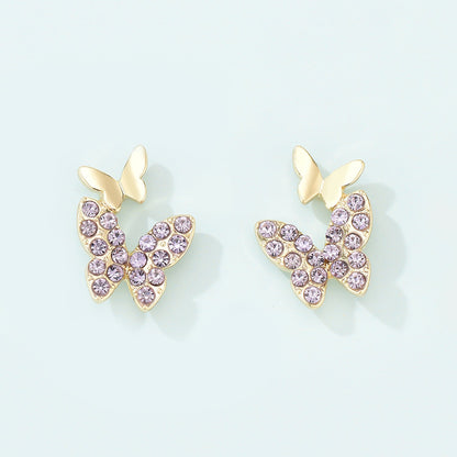 Purple Butterfly Stud Earrings for Girls Women Stud Jewelry Gift Accessories