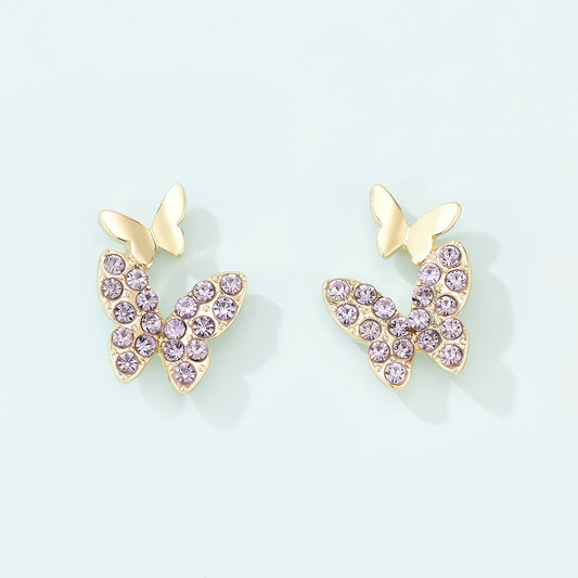 Purple Butterfly Stud Earrings for Girls Women Stud Jewelry Gift Accessories