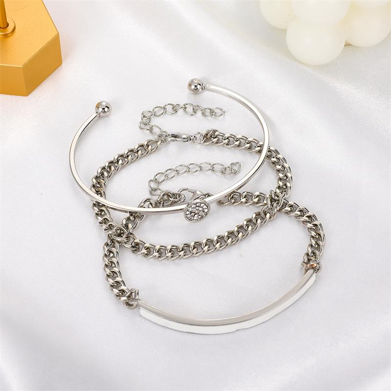 Retro Simple Zircon Adjustable Circle Bracelet Set