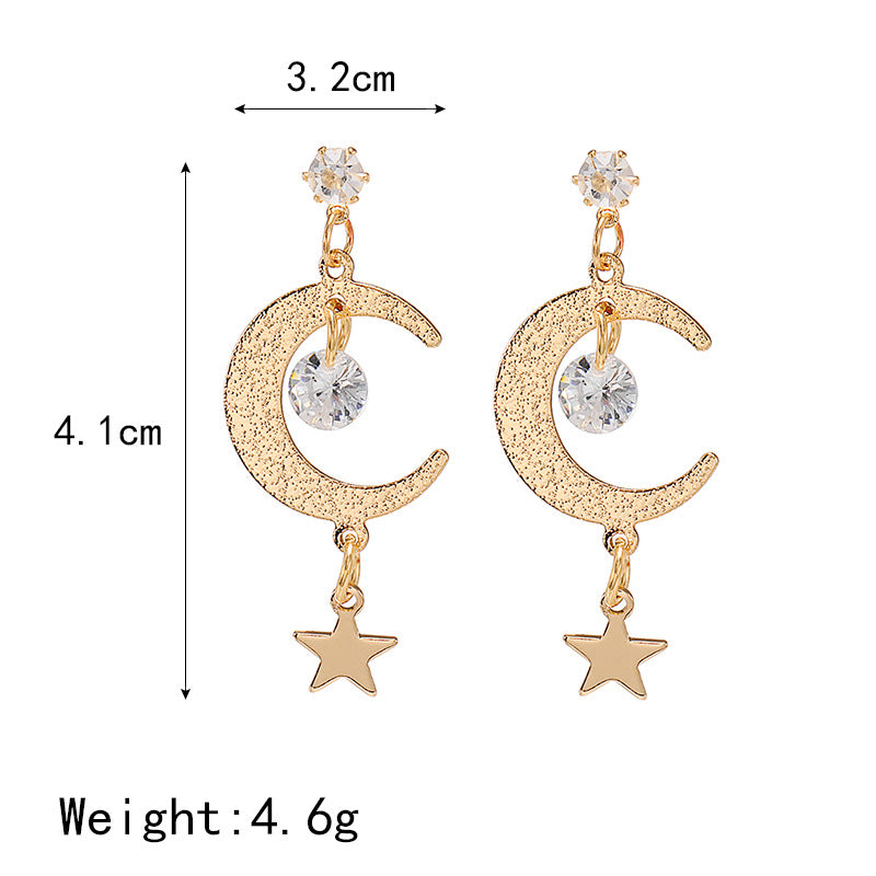 Crystal Moon Star Jewelry Fashion Dangle Earrings for Girls Party Birthday Gift