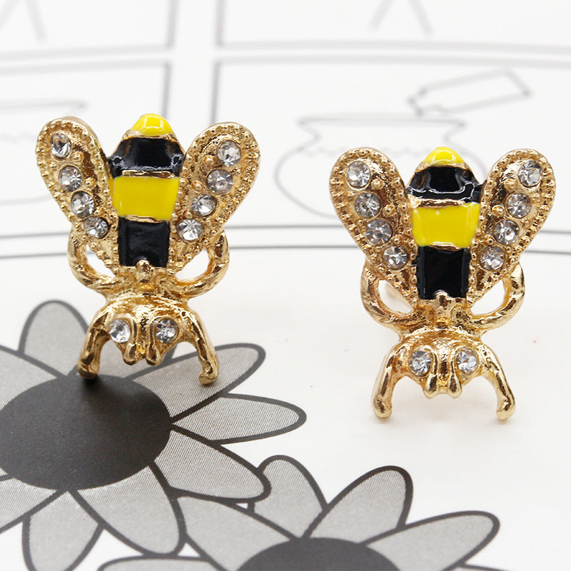 Yellow Black Bee Jewelry Stud Earrings Modern Fashion Women Earrings Piercing