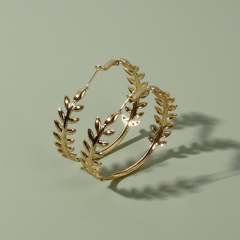 Leaf Hoop Earring Women Jewelry Mom Gift Everyday Wear Earrings