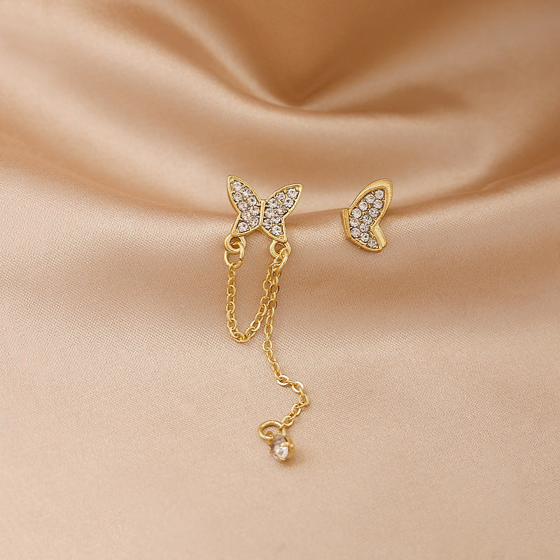 Mismatched Butterfly Ear Studs Dangle Earring Exquisite Fashion Drop Earrings For Women