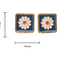 Square Flower Stud Earrings for Girls Women Stud Jewelry Gift Accessories