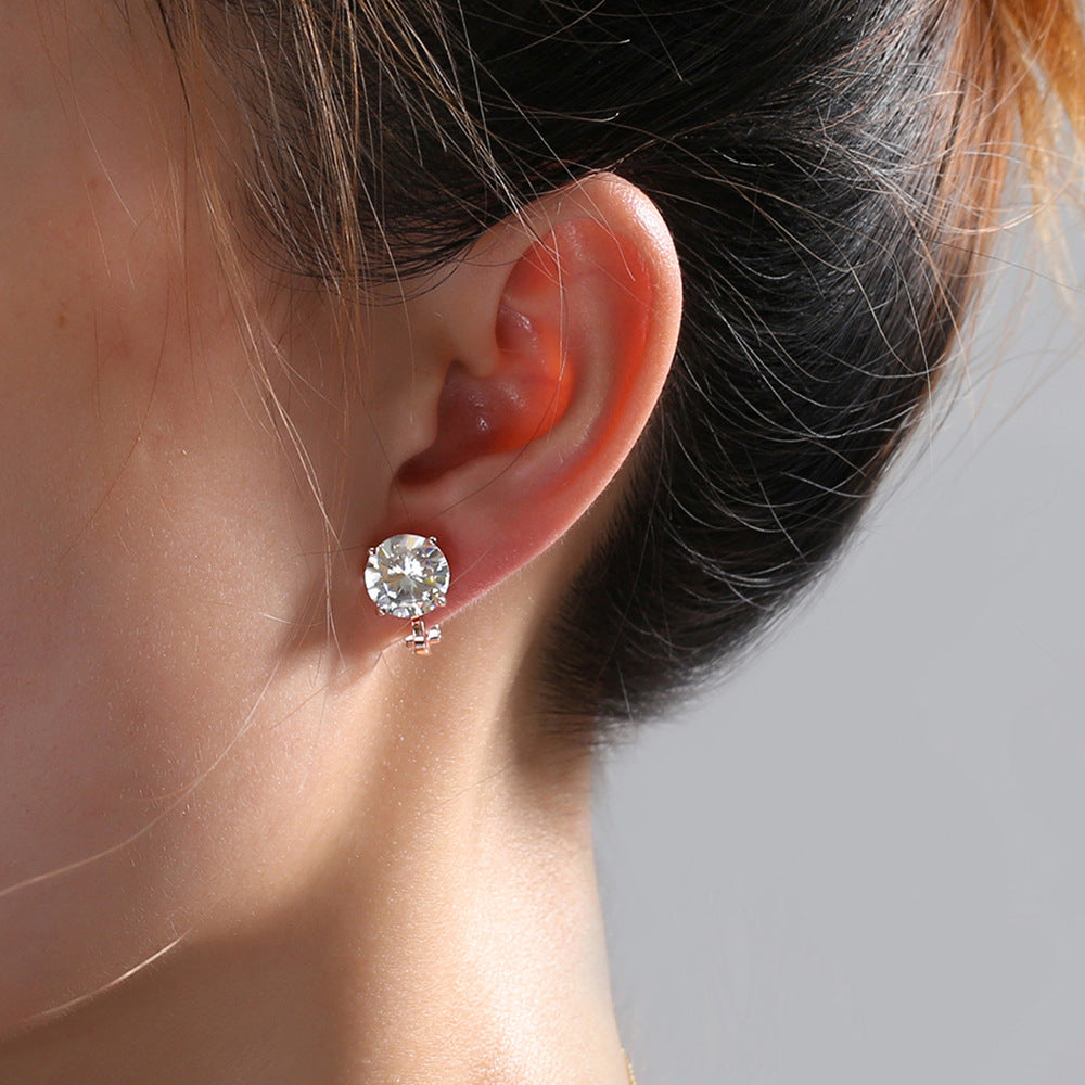 Rhinestone Ear Clips Stud Earrings Accessories Gift Women Girl Fashionable