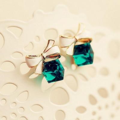 Bow Cubic Crystal Earrings Rhinestone Stud Earring Women Party Girls Modern Jewelry Accessory