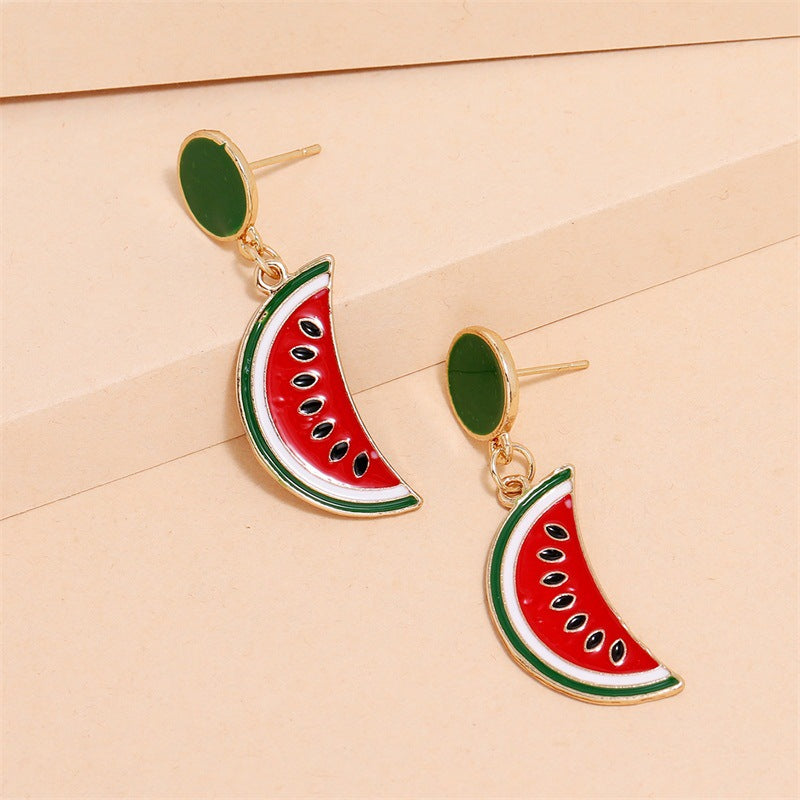 Watermelon Slice Design Dangle Earring Exquisite Fashion Drop Earrings For Women