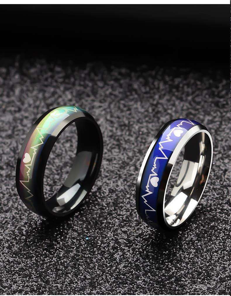 Thermochromic Couple Fashion ECG Ring