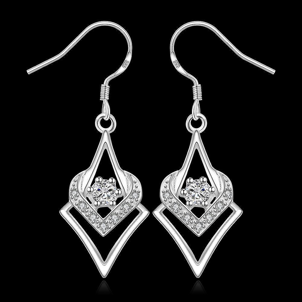 Personality With Geometric Silver-plated Diamond Zircon Heart-shaped Hexagonal Star Earrings