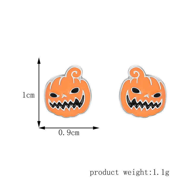 Scary Pumpkin Halloween Stud Earrings Women Fashionable Luxurious Earrings