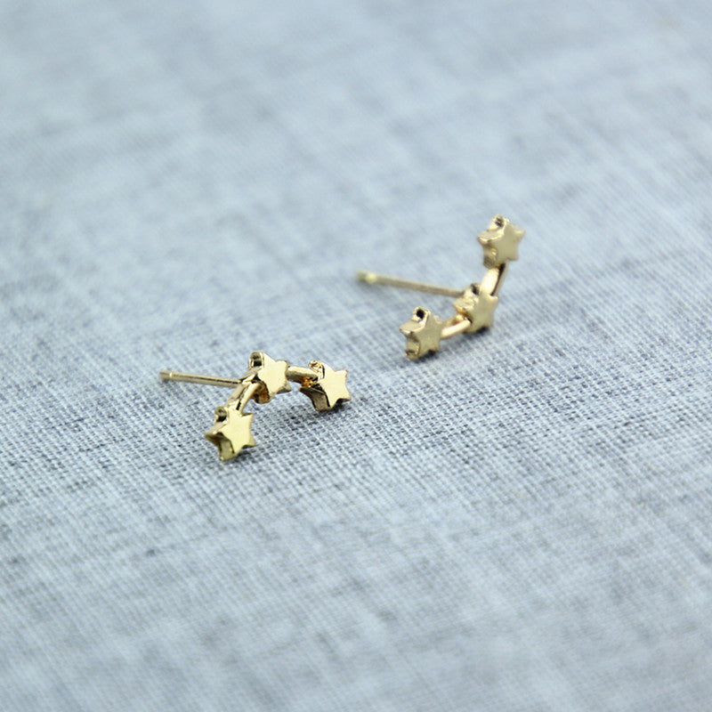 Simple Temperament Alloy Three Small Star Earrings