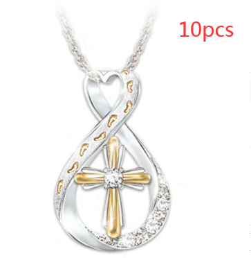 Cross Footprint Diamond Pendant Two Tone