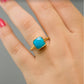 Simple Square Turquoise 18k Gold Plated Ring