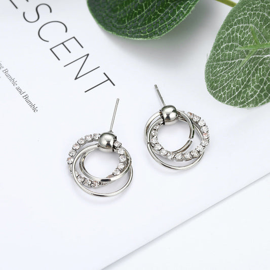 Circles Stud Earrings Women Jewelry Mom Gift Everyday Wear Earrings