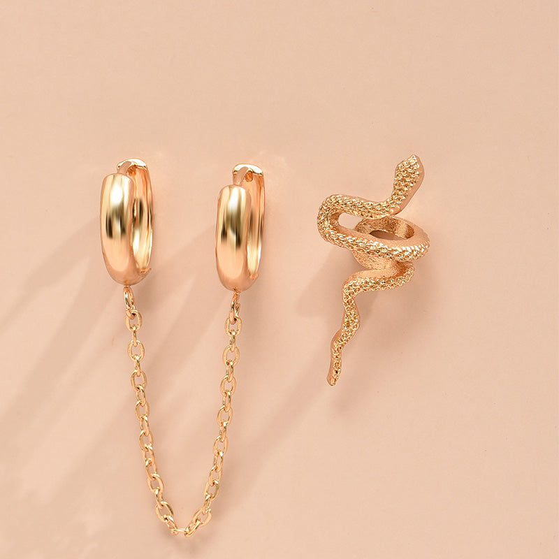 Snake Chain Ear Cuff Ear Studs Earrings Women Fashion Jewelry Gift for Her