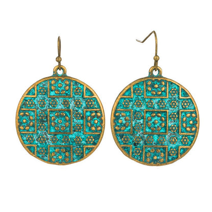 Green Round Earrings Dangling Drop Earring Women Girls Gifts Jewelry Accessories