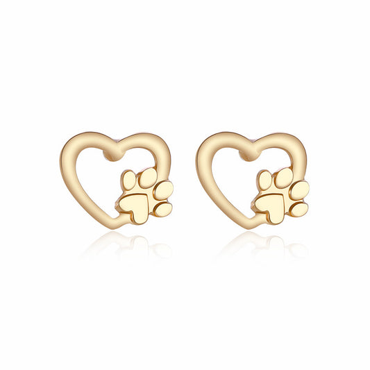 Heart Stud Earrings Animal Cat footprints Studs Earring for Women Party Girls Modern Jewelry Accessory