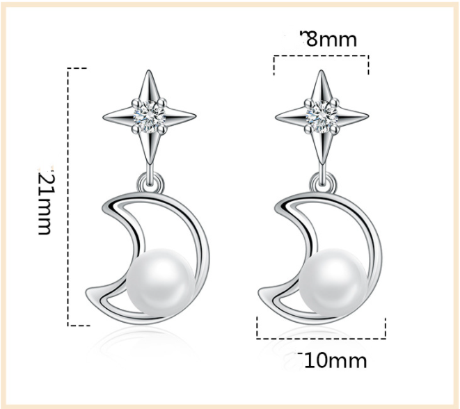 Faux Pearl Moon Star Dangle Earring Exquisite Fashion Stud Earrings For Women