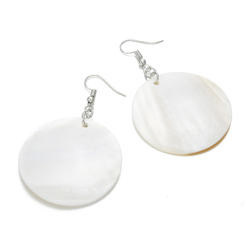 White Round Drop Ear Dangle Fashion Earrings for Women Party Jewelry Gift