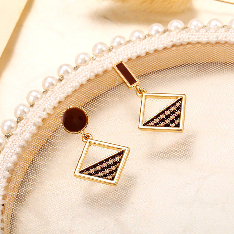 Brown Geometric Drop Ear Dangle Fashion Earrings for Women Party Jewelry Gift
