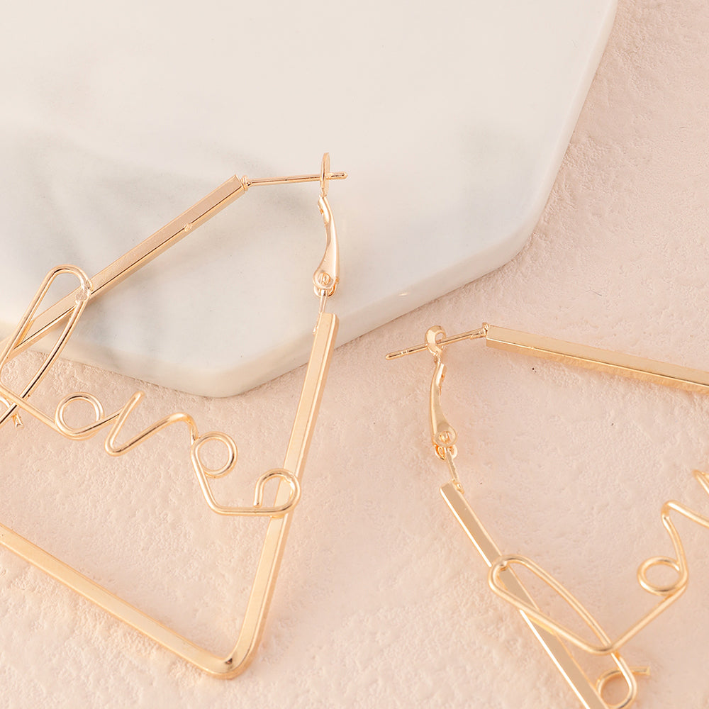 Love Letter Geometric Drop Earring Women Jewelry Mom Gift Everyday Wear Earrings