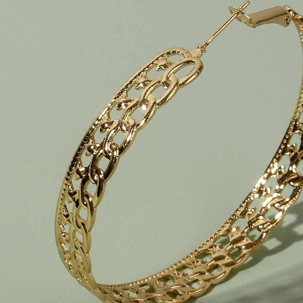 Hollow Chain Hoop Earring Women Jewelry Mom Gift Everyday Wear Earrings