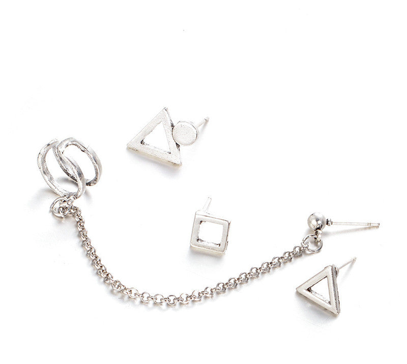 4pc Set Geometric Ear Cuff Stud Earrings for Women Girls Fashion Earrings