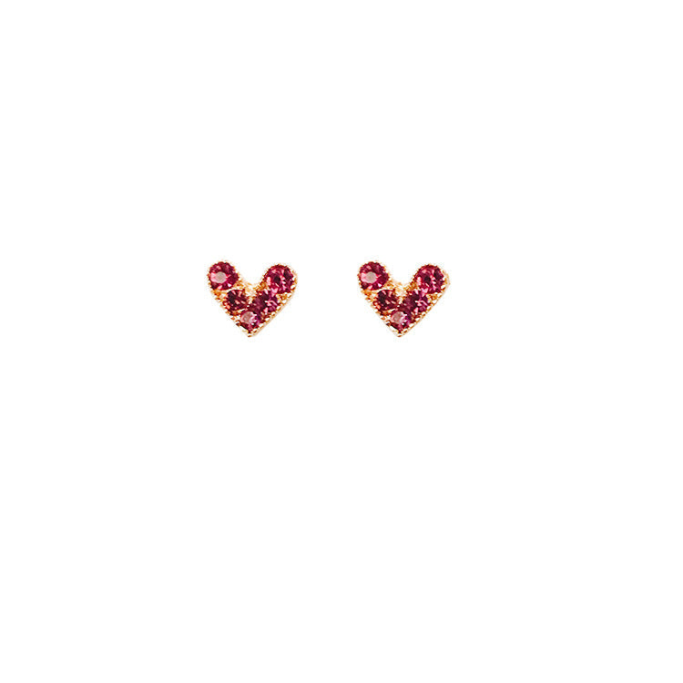 Mini Red Heart Stud Earrings for Girls Women Stud Jewelry Gift Accessories